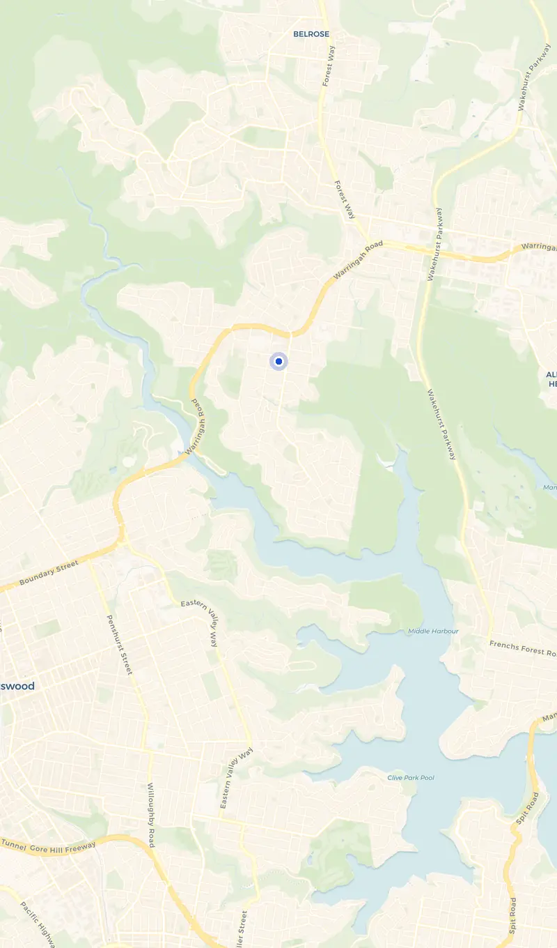 Map of the Forestville service area and the surrounding suburbs we cover.