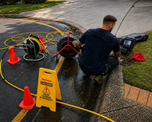 Plumber inspecting a blocked drain in Forestville