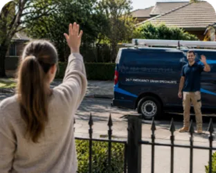 Plumber leaving a completed job in Forestville